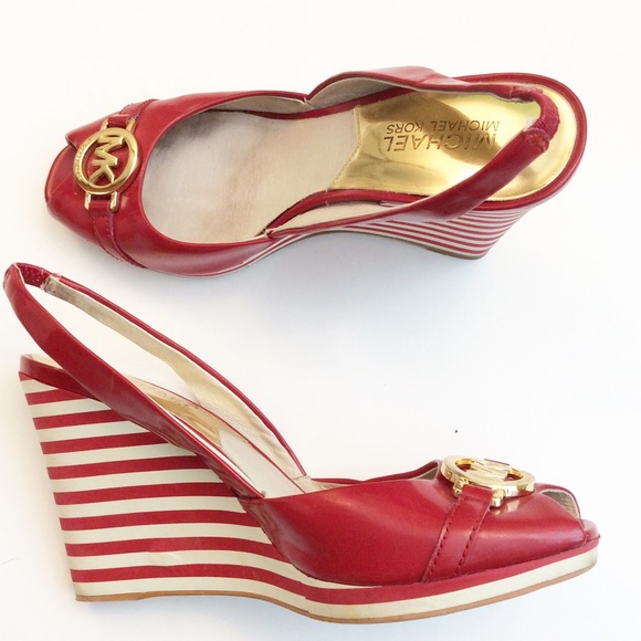 red michael kors wedges